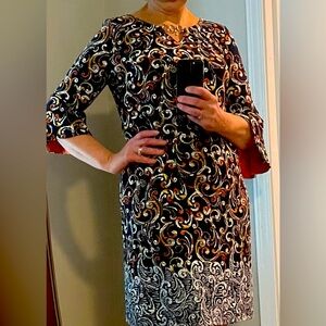 Leslie Fay dress with gold neckline accent